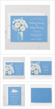 Elegant Daisies Blue Wedding Collection
