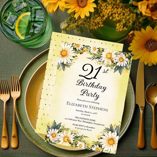 Elegant Daisies Garden Floral 21st Birthday Party