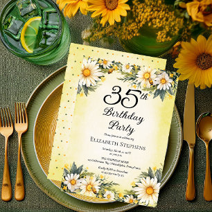 Elegant Daisies Garden Floral 35th Birthday Party Invitation