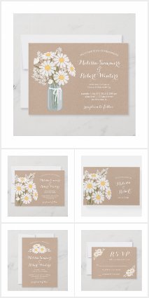 Elegant Daisies Rustic Beige Wedding Collection