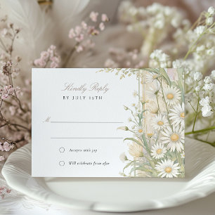 Elegant Daisies Wedding RSVP Card