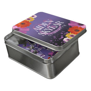 Elegant Daisies with Purple Glitter Newlyweds Jigsaw Puzzle