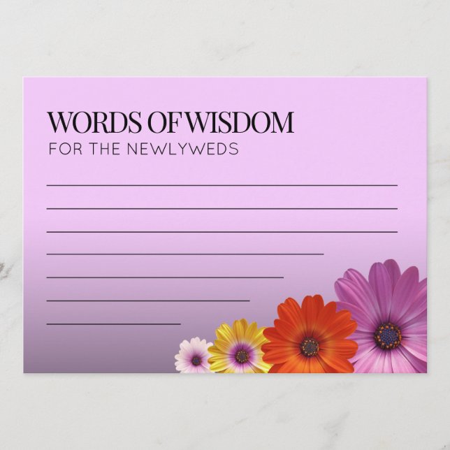 Elegant Daisies with Purple Glitter Wedding Program (Front)