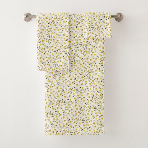 Elegant Daisies Yellow And White Trendy Template Bath Towel Set