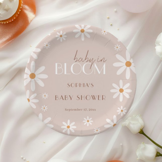 Elegant Daisy Baby Girl Baby Shower Paper Plates (Creator Uploaded)