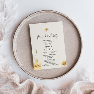 Elegant Daisy Brunch And Bubbly Bridal Shower Invitation