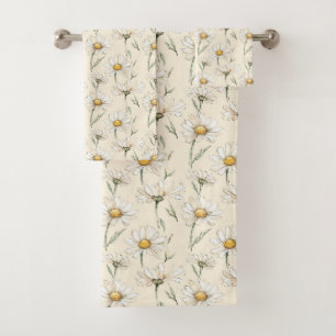 Elegant Daisy Delight  Bath Towel Set