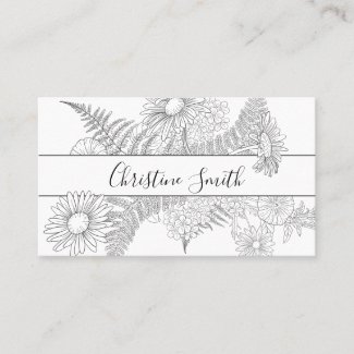 Elegant Daisy Floral Black And White Flowers Busin