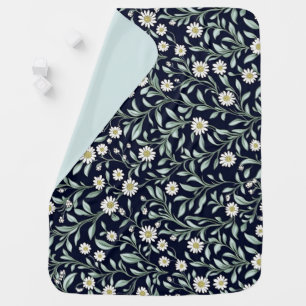 Elegant Daisy Floral Pattern on Dark Background Baby Blanket