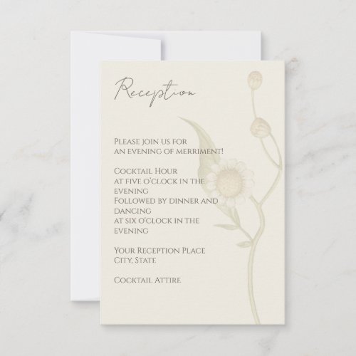 Elegant Daisy Floral Reception Enclosure Card 