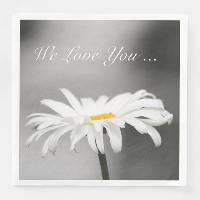 Elegant Daisy Flower Paper Dinner Napkins (Front)