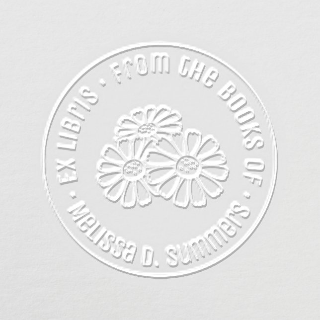 Elegant Daisy Flowers Ex Libris Bookplate Embosser (Design)