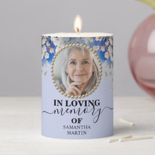Elegant Daisy Flowers In loving Memory Pillar Can Candle