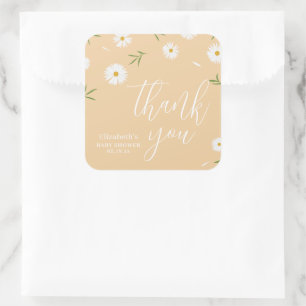 Elegant Daisy Gender Neutral Baby Shower Thank You Square Sticker