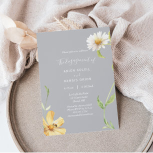 Elegant Daisy Gray Engagement Party Invitation