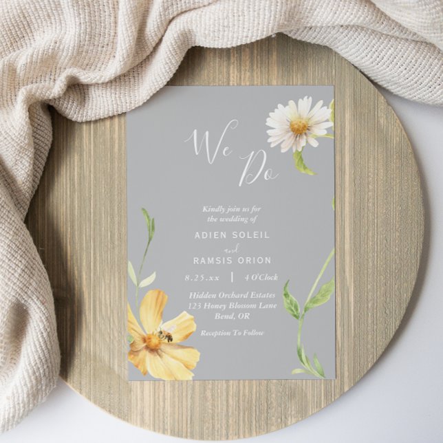Elegant Daisy | Gray We Do Wedding Invitation (Creator Uploaded)