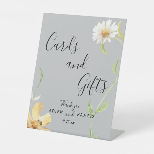 Elegant Daisy Gray Wedding Cards and Gifts Sign