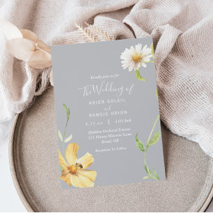 Elegant Daisy Gray Wedding Invitation