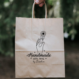 Elegant Daisy Handmade by (custom name), Business Rubber Stamp