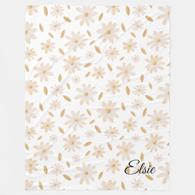 Elegant Daisy Hues Personalised Fleece Blanket (Front)