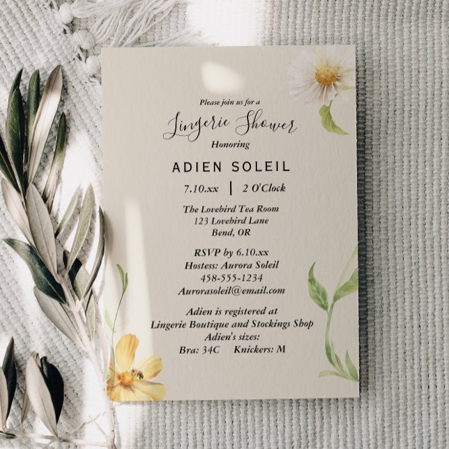 Elegant Daisy Lingerie Shower Invitation (Creator Uploaded)