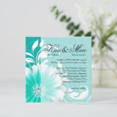 Elegant Daisy Scroll Flourish | turquoise Invitation (Standing Front)