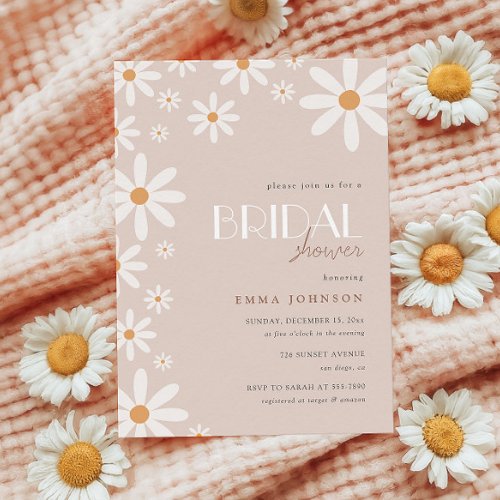 Elegant Daisy Terracotta Bridal Shower Invitation