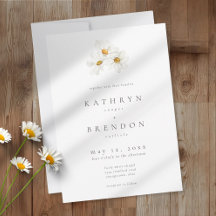 Elegant Daisy Watercolor Minimalist Wedding