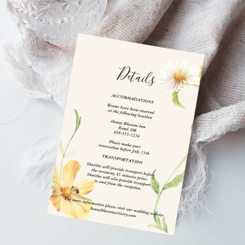 Elegant Daisy Wedding Details Enclosure Card