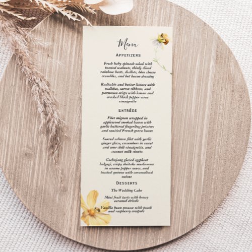 Elegant Daisy Wedding Flat Menu