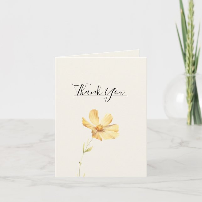 Elegant Daisy Wedding Folded Thank You Card (Front)