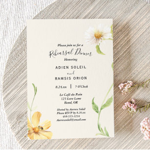 Elegant Daisy Wedding Rehearsal Dinner Invitation