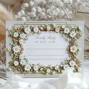 Elegant Daisy Wedding RSVP Card