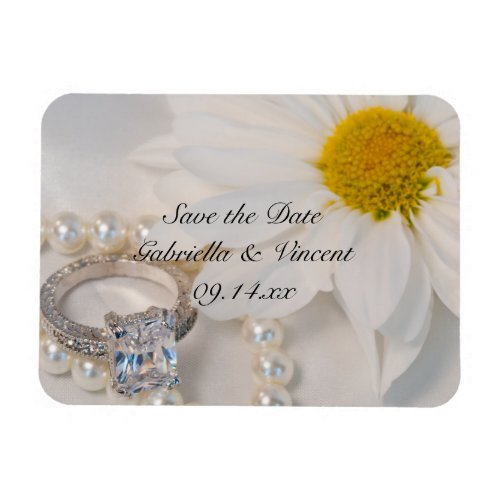 Elegant Daisy Wedding Save the Date Magnet