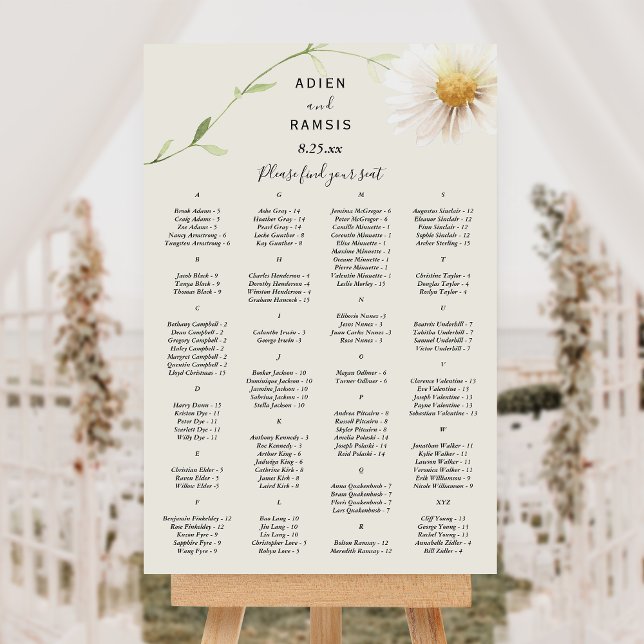 Elegant Daisy Wedding Seating Chart Sign (Creator Uploaded)