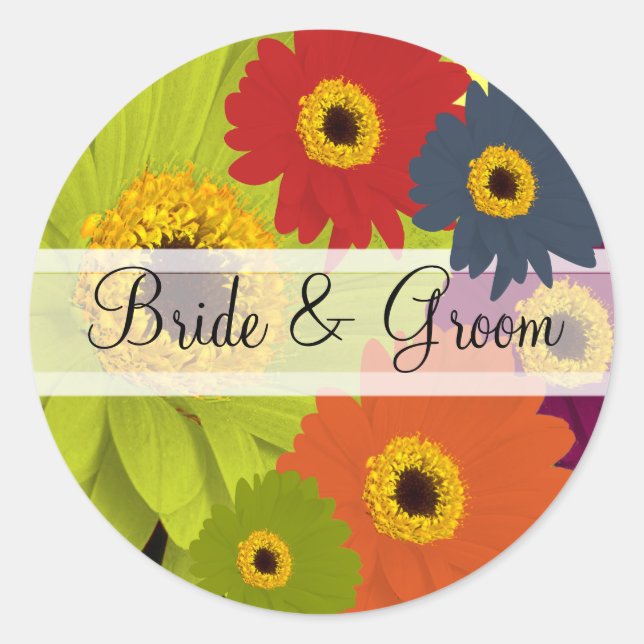 Elegant Daisy Wedding Stickers (Front)