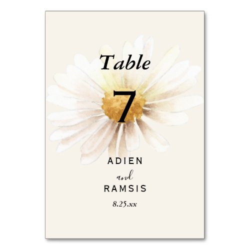 Elegant Daisy Wedding Table Card