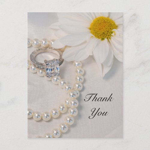 Elegant Daisy Wedding Thank You Postcard