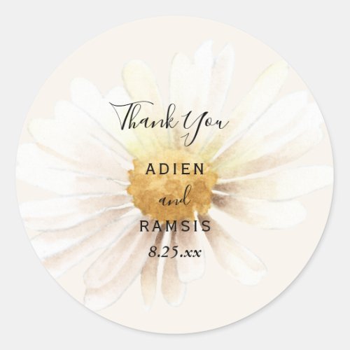 Elegant Daisy Wedding Thank You Sticker