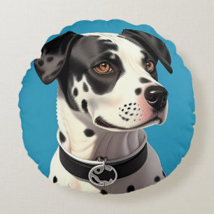 Elegant Dalmatian Dog Pet Lover Home Accent Round Pillow