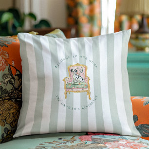 Elegant Dalmatian   Personalized Monogram Welcome Throw Pillow