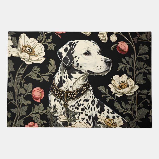 Elegant Dalmatian William Morris Inspired Doormat (Front)