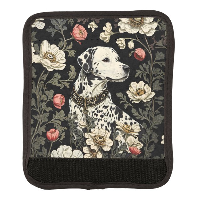 Elegant Dalmatian William Morris Inspired Luggage Handle Wrap (Front)
