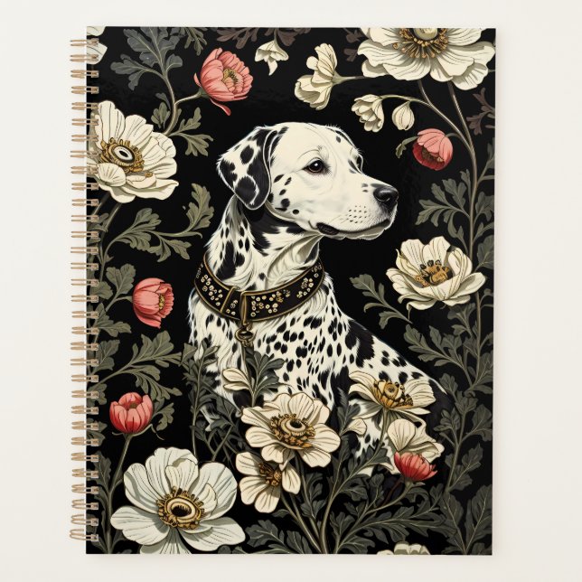 Elegant Dalmatian William Morris Inspired Planner (Front)