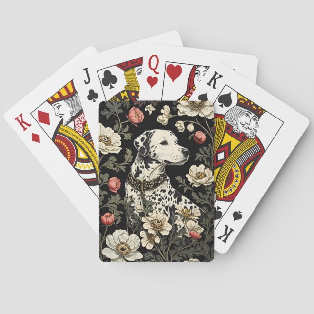 Elegant Dalmatian William Morris Inspired Poker Cards (Back)