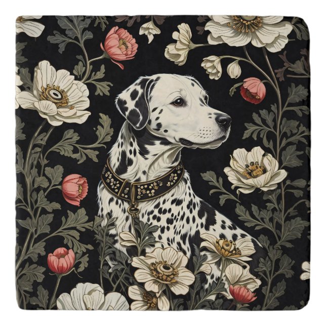 Elegant Dalmatian William Morris Inspired Trivet (Front)