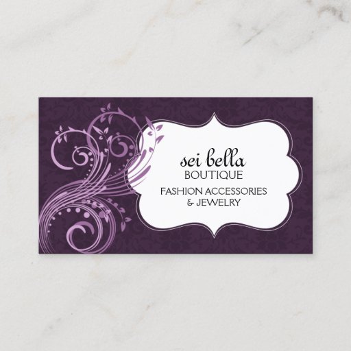 Customizable Elegant Damask and Flourishes Business Card