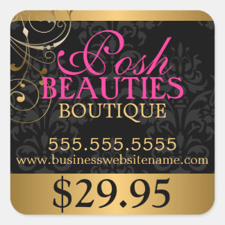 Elegant Damask and Gold Swirls Price Tag