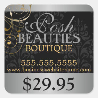 Elegant Damask and Gold Swirls Price Tag