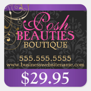 Elegant Damask and Gold Swirls Price Tag